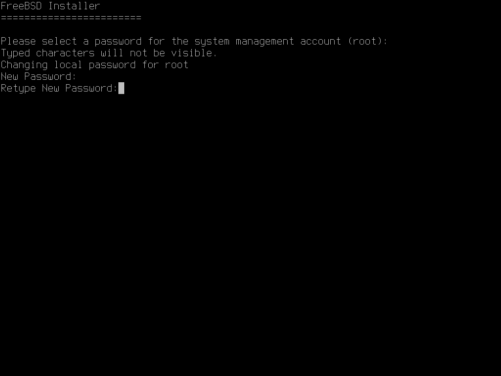 root ユーザのパスワードを入力するメニュー